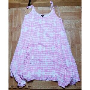 Torrid Pink White Tie-Dye Challis Handkerchief Dress Lined Womens Size 2